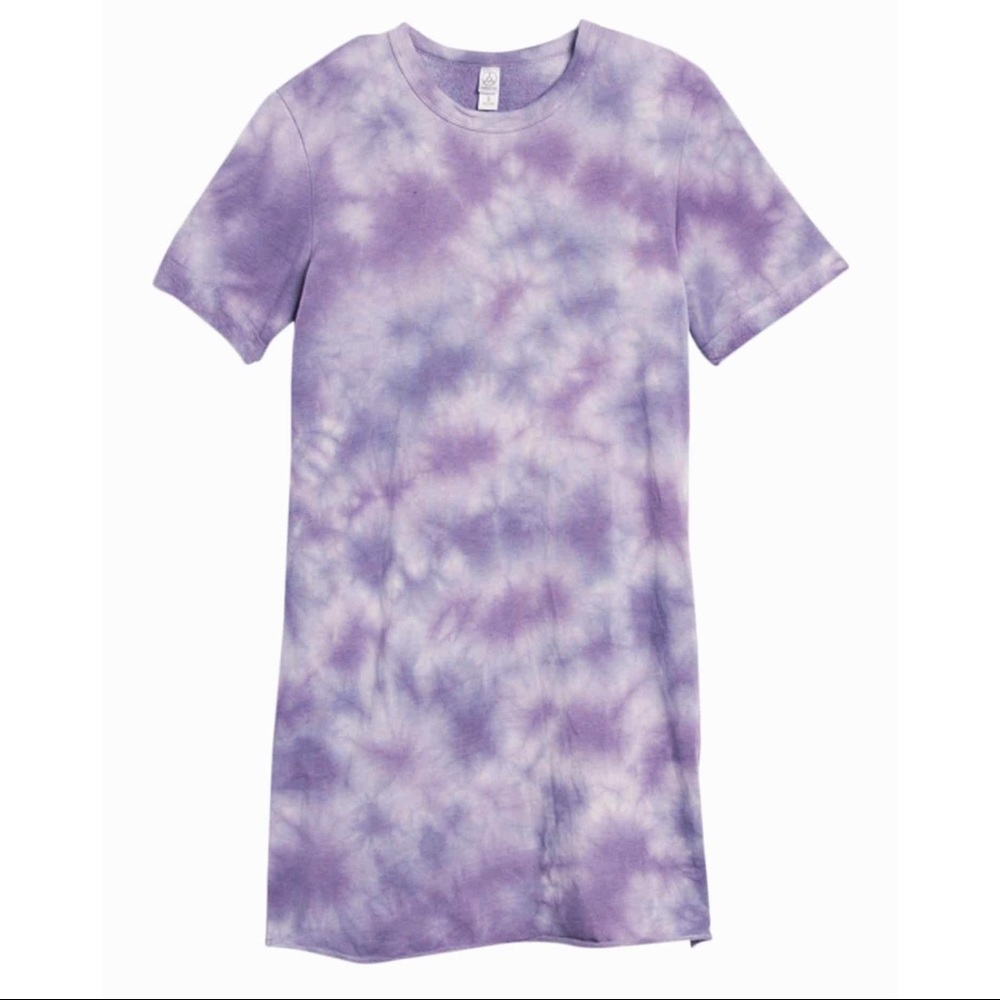 NWT 90s Sweatshirt Dress in Purple Tie Dye Size Large Lightweight Lavender